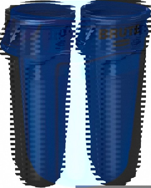 Vented Round Brute Container, 32 gal, Plastic, Blue